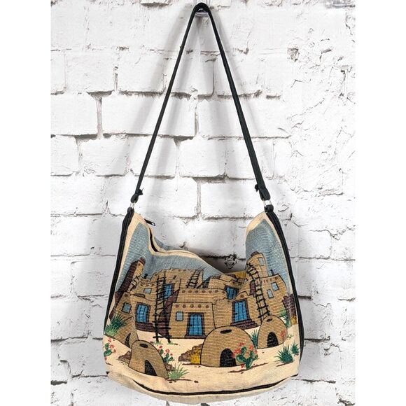 El Paso Saddle Blanket Co. Handbags - EL PASO SADDLE BLANKET CO. Southwestern Adobe Pueblo Cotton Tote Boho Hippie